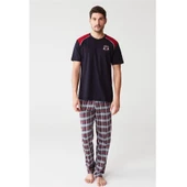 Mod 3240 Ekose Altı Kareli Penye Kısa Kol Erkek Pijama Takım - 1