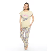 Estiva Kuğulu Palmiye Desen Viskon Bayan Pijama Takım - 1