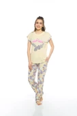 Estiva Kuğulu Palmiye Desen Viskon Bayan Pijama Takım - 7