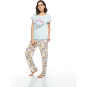Estiva Kuğulu Palmiye Desen Viskon Bayan Pijama Takım - 3