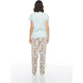Estiva Kuğulu Palmiye Desen Viskon Bayan Pijama Takım - 4