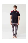 Mod 3240 Ekose Altı Kareli Penye Kısa Kol Erkek Pijama Takım - 3