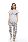 Estiva Paris Desenli Kısa Kol Viskon Bayan Pijama Takımı - 5