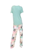 Bludream Düğmeli Viskon Büyük Beden Bayan Pijama Takım - 6