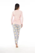 Estiva Patlı Yaka Desenli Uzun Kol Bayan Pijama Takım - 8