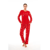 Estiva Desenli Günlük Peluş Polar Bayan Pijama Takım - 1