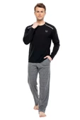 Mod Collection Pamuklu Sıfır Yaka Kareli Erkek Pijama Takım - 10