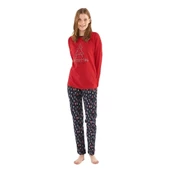 U.S. Polo Assn. Sıfır Yaka Pamuklu Kışlık Bayan Pijama Takım - 1