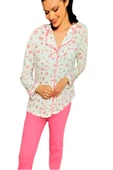 Limissi 23610 Pamuk Çiçek Desen Önden Düğmeli Bayan Pijama Takım - 4