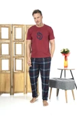Estiva Patlı Pamuklu Kısa Kol Ekose Kareli Erkek Pijama Takım - 7