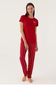Arnetta Patlı Düğmeli Yaka Viskon Bayan Pijama Takım - 4