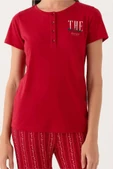 Arnetta Patlı Düğmeli Yaka Viskon Bayan Pijama Takım - 5