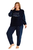 Estiva Battal Peluş Polar Büyük Beden Bayan Pijama Takım - 3