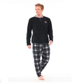 Estiva Alt Pijaması Ekose Kareli Polar Erkek Pijama Takım - 1