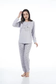 Estiva Desenli Uzun Kol Viskon Bayan Pijama Takım - 4