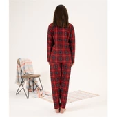 Estiva Kareli Desen Önden Düğmeli Süet Bayan Pijama Takım thumbnail 4