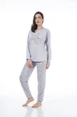 Estiva Desenli Uzun Kol Viskon Bayan Pijama Takım - 6