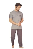 Estiva Patlı Sıfır Yaka Pamuklu Kısa Kol Erkek Pijama Takım - 2