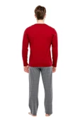 Mod Collection Pamuklu Sıfır Yaka Kareli Erkek Pijama Takım - 9