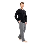 Mod Collection Pamuklu Sıfır Yaka Kareli Erkek Pijama Takım - 5