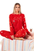Estiva Desenli Günlük Peluş Polar Bayan Pijama Takım - 6