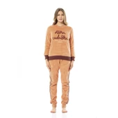 Poleren Sıfır Yaka Bilekli Kışlık Bayan Pijama Takım - 1
