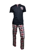 Mod Collection %100 Pamuk Ekose Kareli Erkek Pijama Takım - 4