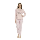 Estiva Desenli Uzun Kol Viskon Bayan Pijama Takım - 1