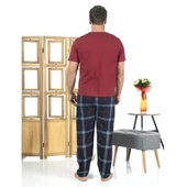 Estiva Patlı Pamuklu Kısa Kol Ekose Kareli Erkek Pijama Takım - 3
