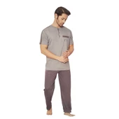 Estiva Patlı Sıfır Yaka Pamuklu Kısa Kol Erkek Pijama Takım - 1