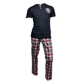 Mod Collection %100 Pamuk Ekose Kareli Erkek Pijama Takım - 1