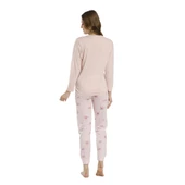 Estiva Desenli Uzun Kol Viskon Bayan Pijama Takım - 2