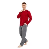Mod Collection Pamuklu Sıfır Yaka Kareli Erkek Pijama Takım - 2