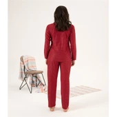 Estiva Puantiye Desen Önden Düğmeli Süet Bayan Pijama Takım thumbnail 4