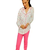 Limissi 23610 Pamuk Çiçek Desen Önden Düğmeli Bayan Pijama Takım - 2