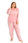 Estiva Battal Peluş Polar Büyük Beden Bayan Pijama Takım - 4