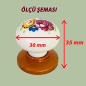 Menekşe Kulp Beyaz Polimer Düğme Kulp Bakır Tablalı Mobilya Mutfak Dolabı Çekmece Kulbu Kulpları thumbnail 2