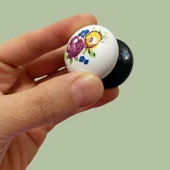 8 Adet Menekşe Kulp Beyaz Polimer Düğme Kulp Siyah Tablalı Mobilya Mutfak Dolabı Çekmece Kulbu Kulpları - 3