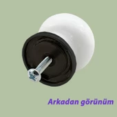 8 Adet Menekşe Kulp Beyaz Polimer Düğme Kulp Siyah Tablalı Mobilya Mutfak Dolabı Çekmece Kulbu Kulpları - 6