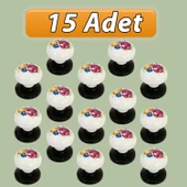 15 Adet Menekşe Kulp Beyaz Polimer Düğme Kulp Siyah Tablalı Mobilya Mutfak Dolabı Çekmece Kulbu Kulpları - 1