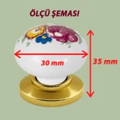 8 Adet Menekşe Kulp Beyaz Polimer Düğme Kulp Altın Tablalı Mobilya Mutfak Dolabı Çekmece Kulbu Kulpları thumbnail 2