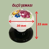 8 Adet Menekşe Kulp Beyaz Polimer Düğme Kulp Siyah Tablalı Mobilya Mutfak Dolabı Çekmece Kulbu Kulpları - 2