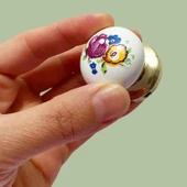 8 Adet Menekşe Kulp Beyaz Polimer Düğme Kulp Altın Tablalı Mobilya Mutfak Dolabı Çekmece Kulbu Kulpları thumbnail 3