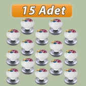 15 Adet Menekşe Kulp Beyaz Polimer Düğme Kulp Krom Tablalı Mobilya Mutfak Dolabı Çekmece Kulbu Kulpları - 1
