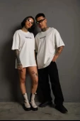Erkek Sırt Baskılı Oversize T-Shirt - Beyaz - 1