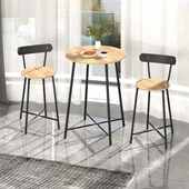 Eportatif Mutfak Oval 2 Kişilik Bar Yemek Masası Çam 1515 - 2