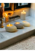 Three Drops Minimal Dekoratif Beton Tealight Mumluk 3'lü Set [ Alaçatı-Gri-Beyaz ] - 1