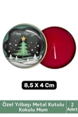 Luxery Yeni Yıl Parti New Year Yılbaşı Özel Metal Kutulu 8,5X4Cm Aromalı Kokulu Dekoratif Mum 2 Adet - 1