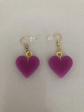 MOR RENKLİ KALP KÜPE - 4