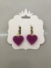 MOR RENKLİ KALP KÜPE - 3